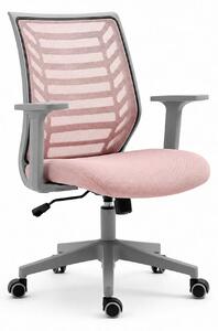 Scaun birou Q-320, roz/gri, stofa/plastic, 60x44x93/103 cm