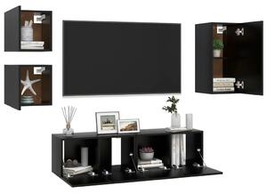 Set dulapuri TV, 5 piese, negru, lemn prelucrat