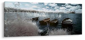 Tablou - Bărci de lemn pe lac (120x50 cm)