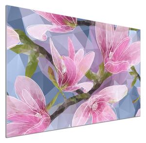 Panou sticlă decorativa bucătărie magnolie roz