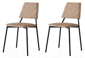 Set 2 scaune LIMA 4552 V2, bej/negru, stofa catifelata/metal, 43x54x78