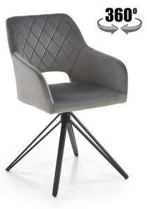 Scaun rotativ K535, gri/negru, stofa catifelata/metal, 57x60x86 cm