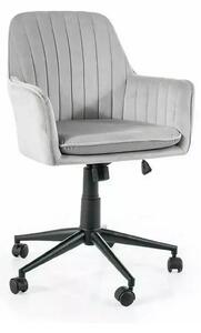 Scaun birou moale Q-886, gri deschis, stofa catifelata/metal, 58x44x83