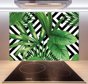 Sticlă bucătărie frunze tropicale