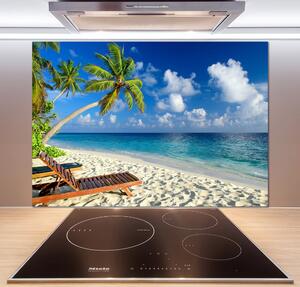 Panou sticlă decorativa bucătărie plaja tropicala