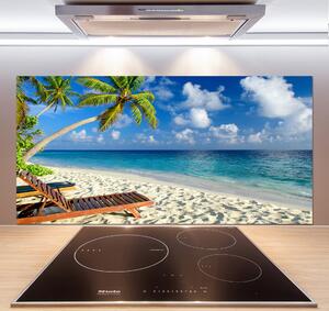 Panou sticlă decorativa bucătărie plaja tropicala