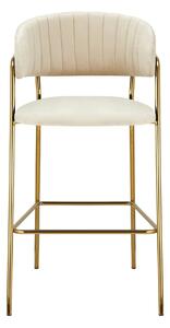 Scaun bar DASMIN TIP 2, bej/auriu, stofa catilfelata/metal, 54x54x109