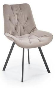 Scaun rotativ K519, bej/negru, stofa catifelata/metal, 54x63x86 cm