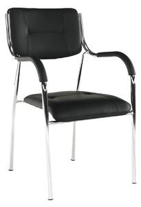 Scaun ILHAM, negru/crom, piele ecologica/metal, 52x55x85 cm