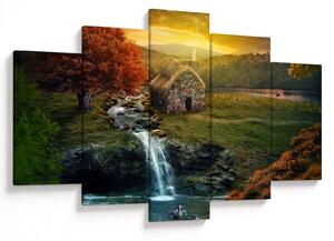 Tablou cu căbănuță în peisaj de poveste (150x105 cm)