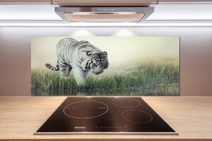 Panou sticlă decorativa bucătărie tigru alb