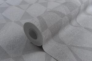 Tapet geometric living sau hol, gri, model Tiggo