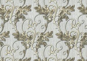 Tapet de lux motiv floral, vinil bej, model Melani