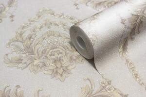 Tapet bej de lux, stil baroc, living, model Chester