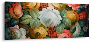 Tablou cu buchet pictat de flori (120x50 cm)