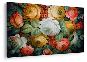Tablou cu buchet pictat de flori (90x60 cm)