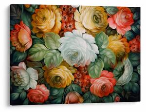 Tablou cu buchet pictat de flori (70x50 cm)