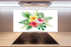 Sticlă printata bucătărie flori Hawaii