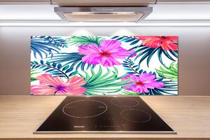 Panou sticlă decorativa bucătărie flori Hawaii