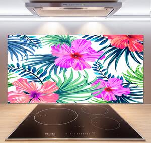 Panou sticlă decorativa bucătărie flori Hawaii