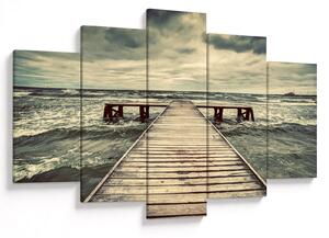 Tablou cu dig din lemn la mare (150x105 cm)