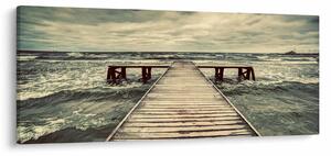 Tablou cu dig din lemn la mare (120x50 cm)