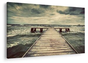 Tablou cu dig din lemn la mare (90x60 cm)