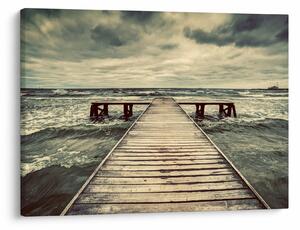 Tablou cu dig din lemn la mare (70x50 cm)