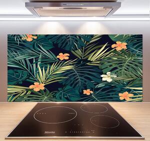 Panou sticlă decorativa bucătărie frunze tropicale