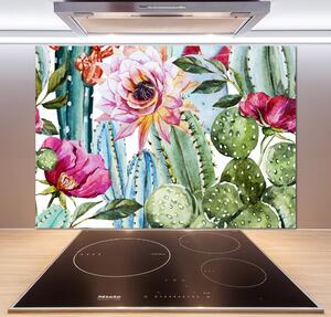 Sticlă printata bucătărie Cactuși și flori