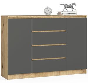 Comodă cu sertare Keanu IV (stejar artizanal + grafit). Promo -16%. 1152059