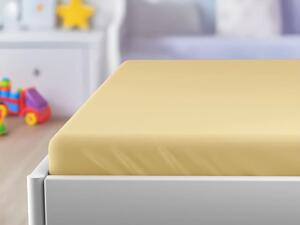 Cearsaf Jersey pentru patut copii cu elastic galben 60x120 cm