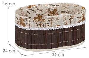 Cosulet pentru paine Paris, captuseala din panza, Bambus, Maro, 16 x 24 x 34 cm