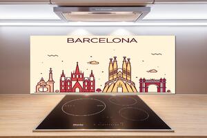 Sticlă printata bucătărie inscripția Barcelona