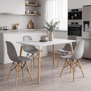 Set masa si scaune dining, 5 buc, Julita Natali, Gri, 120x80x76 cm