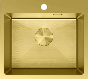 Chiuvetă Mexen Solix, din oțel inoxidabil cu 1 compartiment, 500 x 450 mm, auriu periat, model fagure, 6402501000-55HC