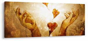 Tablou - pictura mâinilor pline de dragoste (120x50 cm)