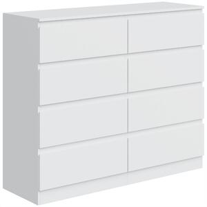 HOMCOM Comodă modernă cu 8 sertare, 120 x 39 x 100 cm, albă | Aosom Romania