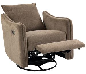 HOMCOM Fotoliu Recliner Electric 155° cu Suport pentru Picioare, Rotire 270°, Șezut Lat, Balans, Șenilă, Kaki | Aosom Romania