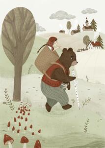 Ilustrare Mascha and bear, Anna Lunak, (30 x 40 cm)