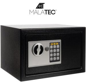 Seif metalic pentru bani și valori Malatec 10L - Cu încuietoare electronică și chei, negru