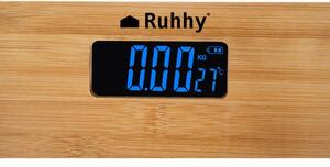 Cântar corporal electronic Ruhhy - Capacitate 180 kg, platformă din bambus, ecran LCD