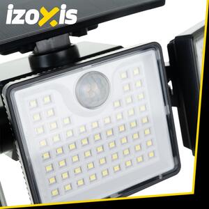 Lampă solară LED cu 3 panouri rotative Izoxis - Senzor de mișcare și lumină, acumulator 1800 mAh
