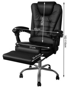 Scaun de birou cu suport pentru picioare Malatec 26195 – Scaun ergonomic negru