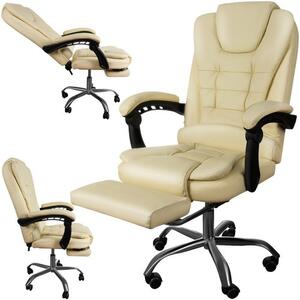 Scaun de birou cu suport pentru picioare Malatec 23287 – Scaun ergonomic bej