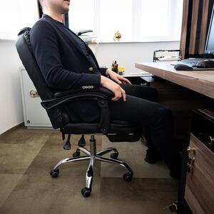 Scaun de birou cu suport pentru picioare Malatec 26195 – Scaun ergonomic negru