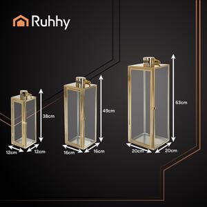 Felinar decorativ auriu Ruhhy 26476 – Set de 3 bucăți
