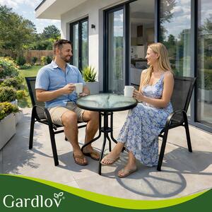 Set mobilier balcon Gardlov – Masă cu 2 scaune pentru terasă și grădină, negru