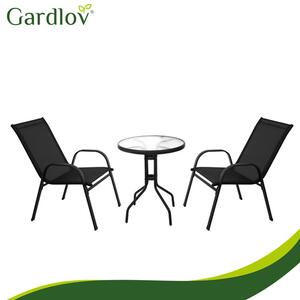 Set mobilier balcon Gardlov – Masă cu 2 scaune pentru terasă și grădină, negru