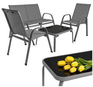 Set mobilier balcon Gardlov – Masă și scaune pentru terasă și grădină, gri